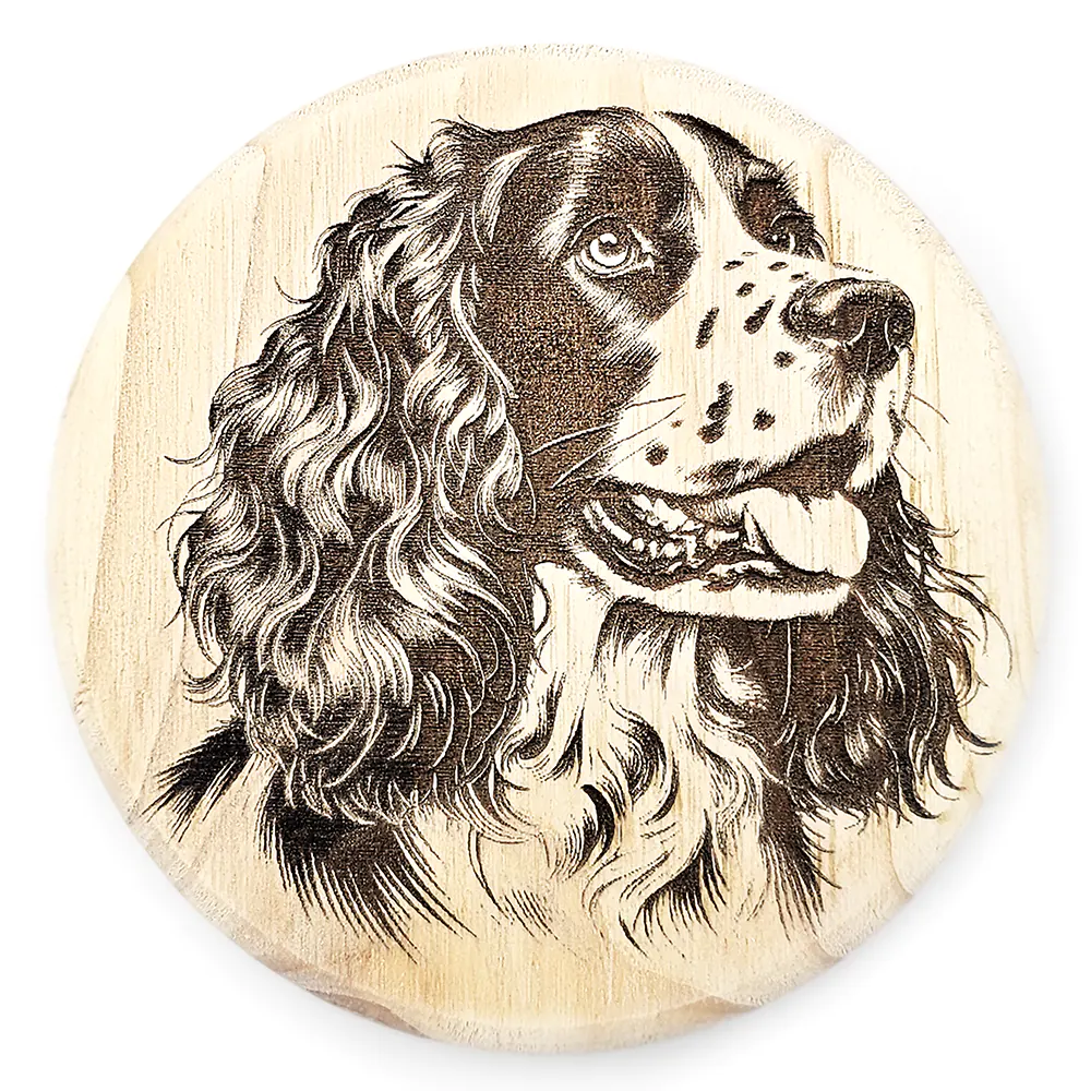 Spaniel Round Wooden Coaster