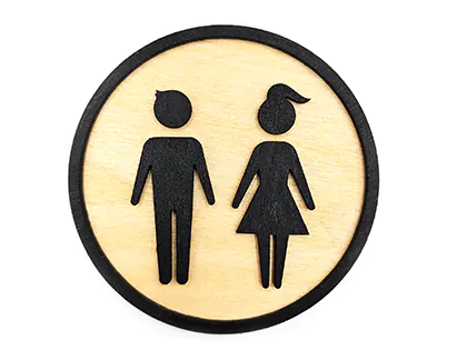 Bathroom Door Sign with Figures