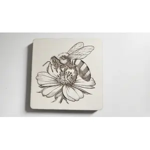 Bee Decorative Wooden Coaster | Flower | Nature