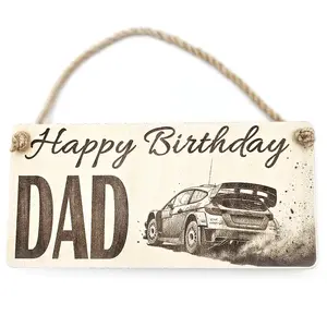 Happy Birthday Dad Sign Racing Rally Car Plaque Decorative Wooden Sign | Personalised