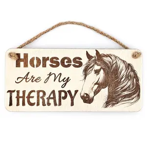 Horses Are My Therapy Decorative Sign | Plaque | With Cute Funny Saying