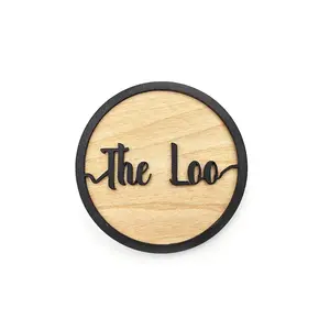 The Loo Door Sign Decorative Wooden Plaque Elegant Round Design