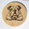 Bulldog engraved wooden coaster finished in Beeswax