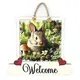 Rabbit Welcome Sign Modern Design With Colourful Picture