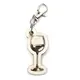 Personalised Glass of Wine Wooden Keyring Shaped with Split Ring and Clip