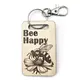 Dont Worry Bee Happy Novelty Wooden Keyring Shaped with Split Ring and Clip